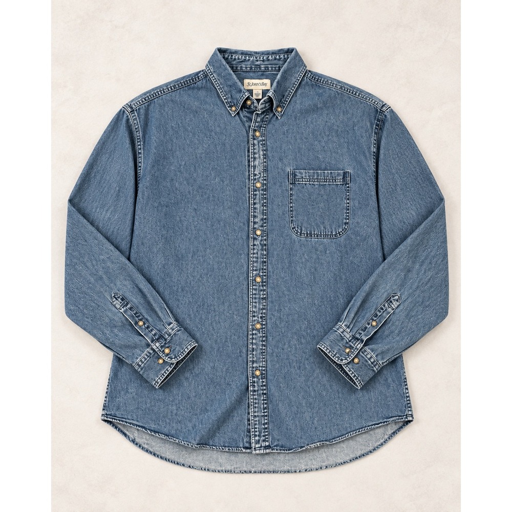 Sun River Clothing Co Denim Shirt Blue 3X Long Sleeve Button Down Cotton 3978